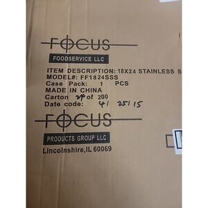 Focus FF1824SSS 18 in x 24 in Solid Stainless Steel Shelf New In Box!